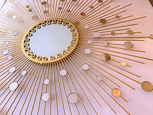 Meida Metal Gold Wall Decor Decorative Mirrors, Starburst Mirror, Wall Mirror Decorative In Sunburst Design 27 Inch For Livingroom, Kitchen, Bathroom Mirror #TOP3