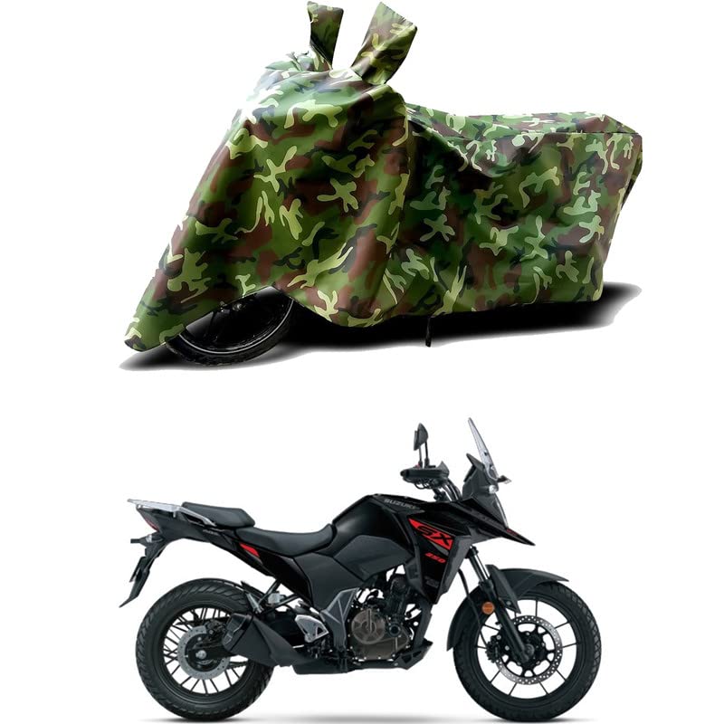 Image of 100% Water Resistant Full Bike Scooty Two Wheeler Body Cover Compatible For Suzuki V-Strom SX /UV-Rays /Heat Protection /Birds Dropping /Scratchproof /Dust proof /Waterproof /All Varient[Green MJ]