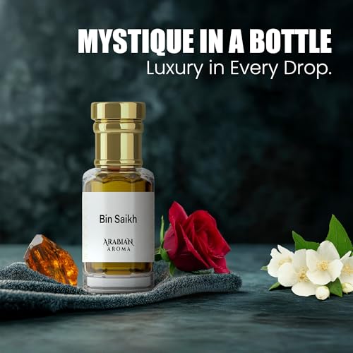 Image of Arabian Aroma Bin Saikh Attar | Luxurious Saffron, Rose & Oud Attar for Men Long Lasting Smell | Oil-Based 100% Perfume for Men | Roll On Itra Perfume | Ittar for Men (6ml)