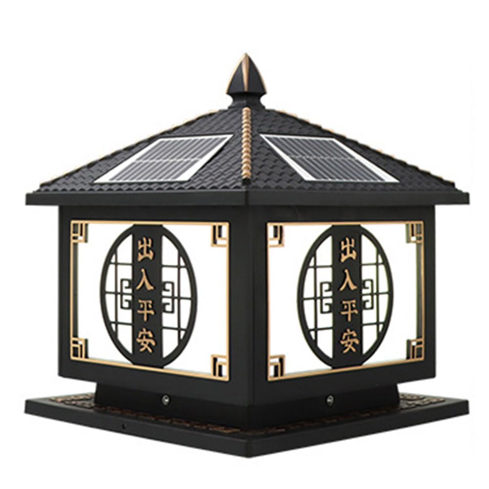 Lámpara de columna solar para iluminar tus noches en el jardín con elegancia moderna de metal