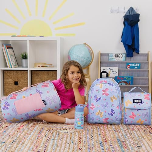 Image of Wildkin Kids Insulated Lunch Bag - Keeps Food Hot or Cold, Easy-Clean Lining and BPA-free for Boys & Girls, Ideal for School, Travel & Daycare - Butterfly Garden