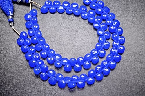 LKBEADS 3 żyłki AAA 20 cm pasmo wszystkie pary 8 mm kobaltowy niebieski chalcedon kwarc fasetowane serce briolette koraliki