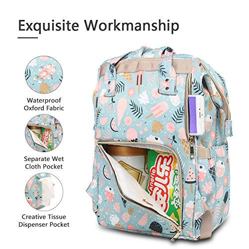HaloVa Diaper Bag, Large Mommy Daddy Baby Travel Backpack - Thumbnail 7