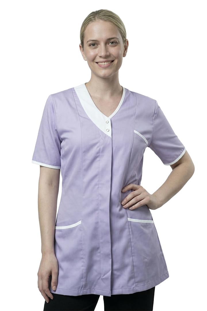 John & Smith London Women’s Premium Healthcare Scrub Top Uniform for Home Care, Hospitals, Clinics, Care Homes, Beauty Spa & Wellness Roles | Belgravia Asymmetric Tunic LI WH 14