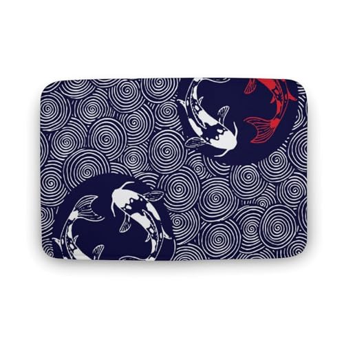 玄関マット室内 鯉 和風 和柄 和式 泥落としマット 滑り止め 50x80cm 大判 カーペット 耐摩耗性 吸水 ドアマット バスマット ふわふわ 柔らか 洗える 抗菌防臭 足拭きマット 廊下 洗面所 掃除 ラグマット オールシーズン適用 水洗い お手入れ