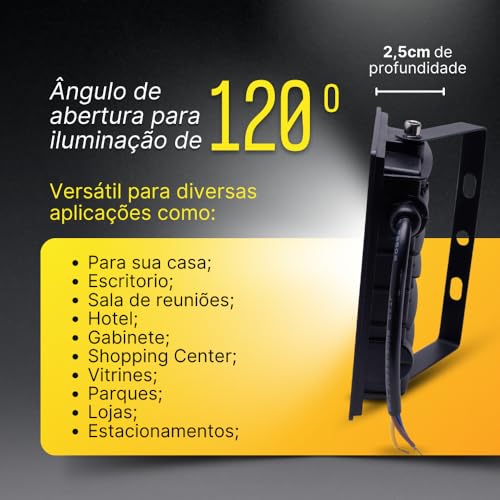 Combo 2 Refletores LED 200W Holofote Bivolt Branco Frio IP66 SMD à Prova D'Água, Luz Alta Potência