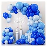 XUXINYCS Juego de arco de globos de 111 piezas de color gris, azul y blanco, temática marina, fiesta de cumpleaños, vacaciones, suministros de decoración para interiores y exteriores