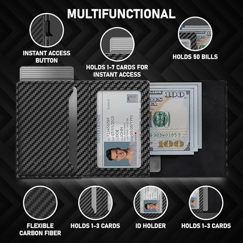 Luxe Airtag Wallet, Trackable, RFID Blocking, This AirTag Wallet Can Hold Credit Cards/Debit Cards/and Cash (AirTag Not Included (Carbon Fiber)4
