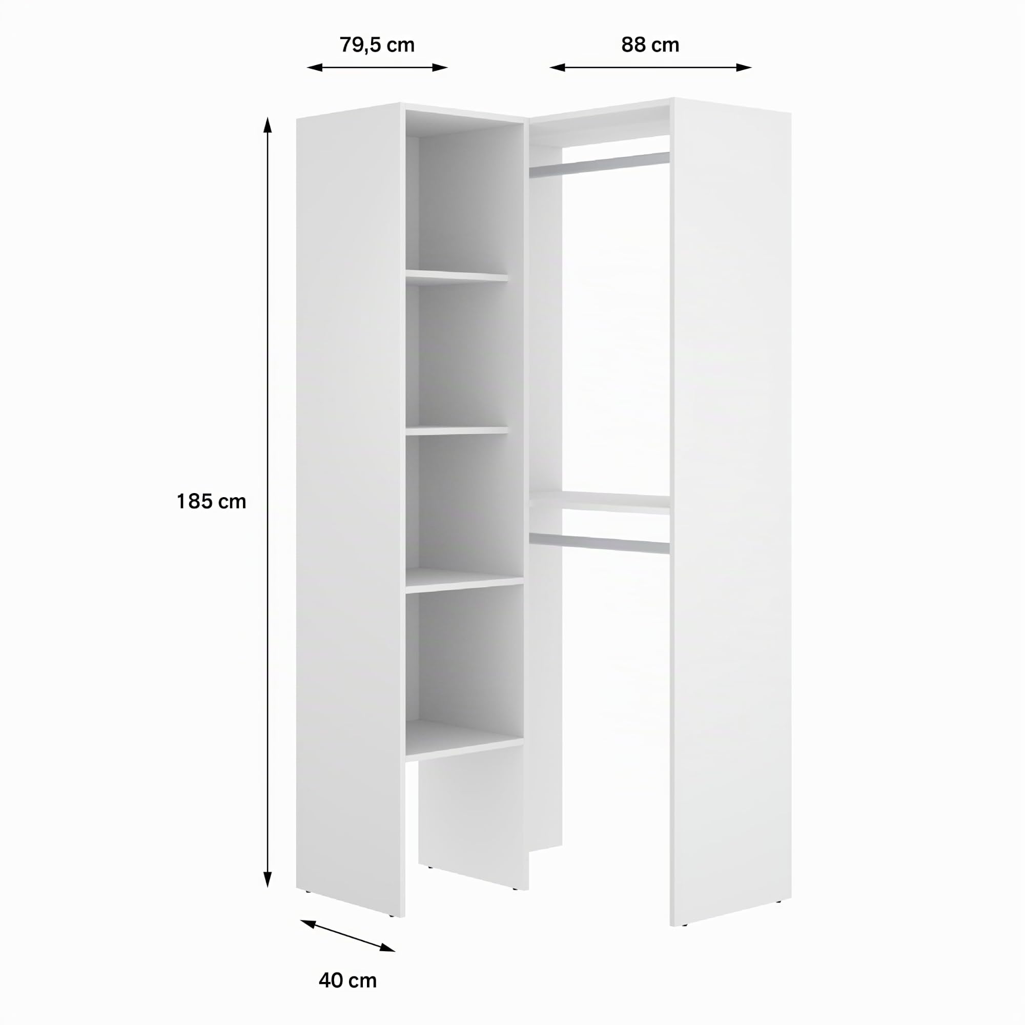 DEKIT GRUPO RIMOBEL SUIT - Armario vestidor rinconero - Blanco - 186x80x89 cm