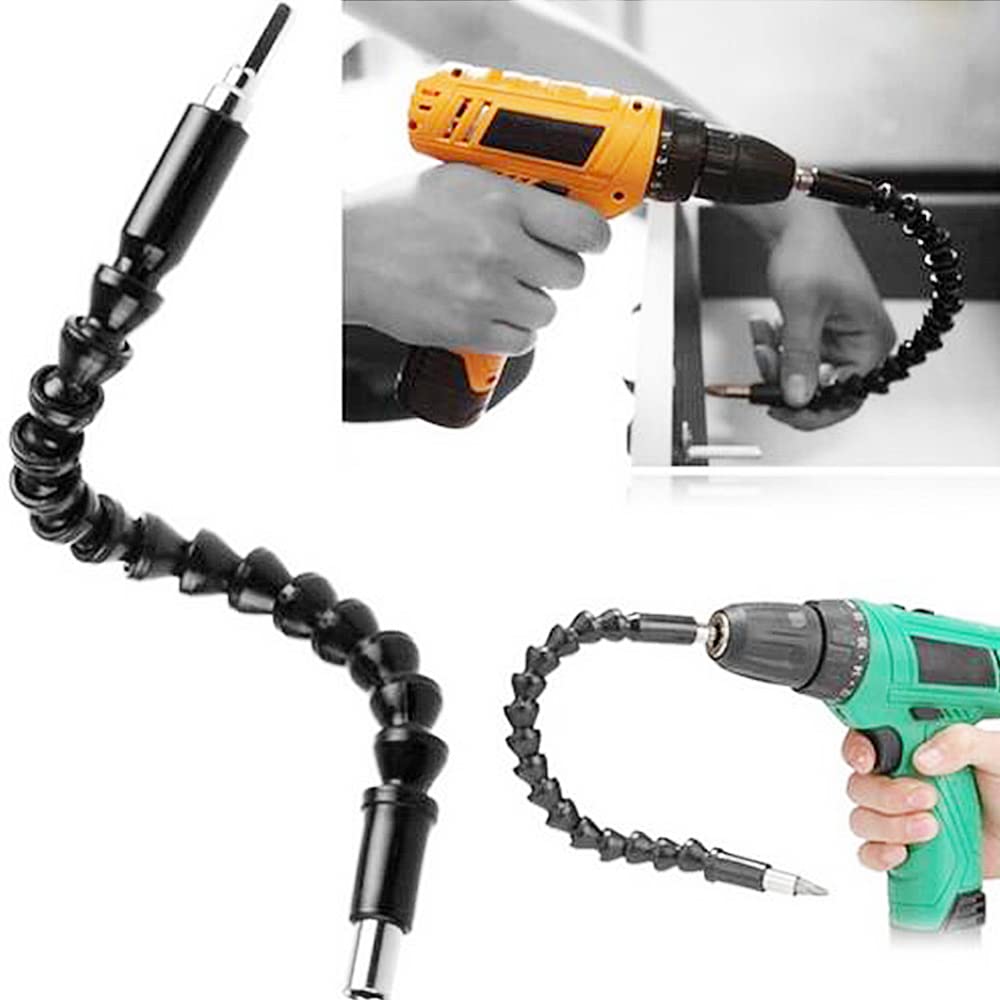 7 Pezzi Set di Punta da Trapano Adattatore con 2×Adattatore per Trapano ad Angolo Retto 105°3×Aste di Prolunga Esagonali da 1/4" 2×Prolunga Flessibile Avvitatore