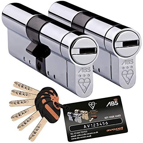 Avocet ABS High Security Euro Cylinder Keyed Alike Pairs - Anti Snap Locks - TS007 3 Star 55mm Int 45mm Ext Chrome Cover