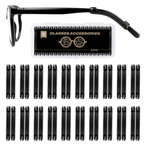 Image of YR Soft Silicone Eyeglasses Temple Tips Sleeve Retainer, Anti-Slip Elastic Comfort Eyeglass Ear Grippers for Eyeglasses Sunglasses Reading Glasses Eyewear, 20 Pairs Black