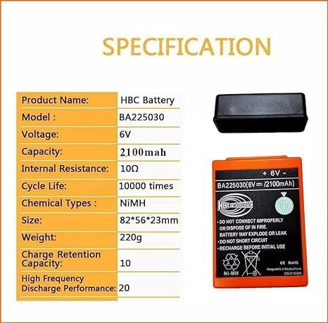 Miniatura 6 de BA225030 BA225030 6V 2100mAh Ni-Mh Batería recargable HBC Radiomática BA225030 para grúa HBC Control remoto Bomba Batería de camión