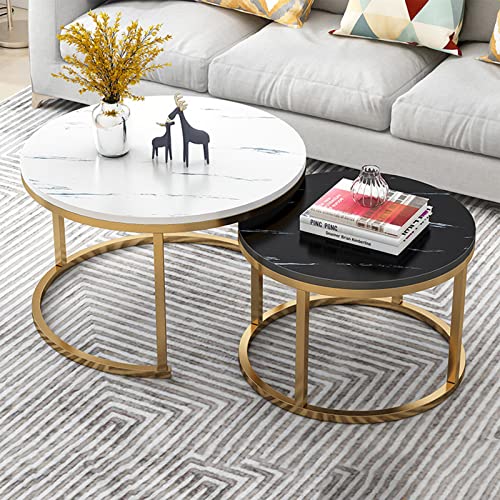 Table d'appoint moderne avec cadre en métal robuste lot de 2