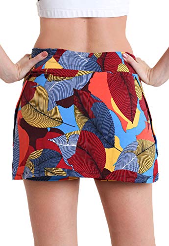 Shorts Saia Entre Listras e Folhas - Amarelo/Azul P