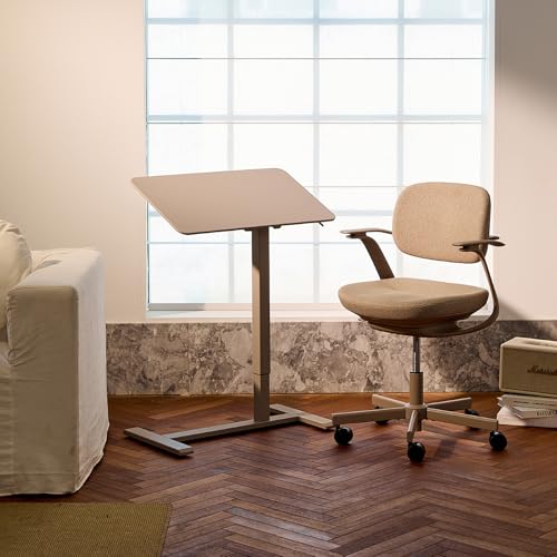 Image of TopJob AnyDesk Nest Pro Sit Standing Desk, Portable Folding Stand Desk with Hidden Wheels, Computer Workstations, Home Use, Couch Side Table, Bedside Table, Kitchen Prep Table, Cordless (Sand)