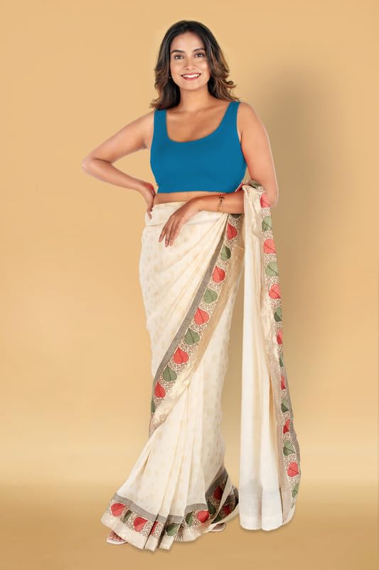 Image of Abhi Cotton Readymade Saree Blouse for Women- Sleeveless, U-Neck, Regular-fit, Stretchable, Pull-on Style