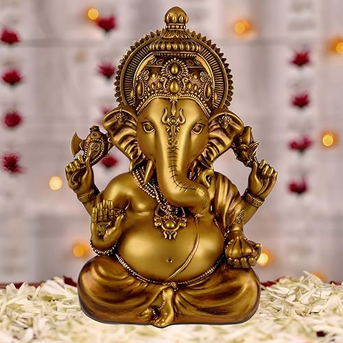 Image of 3.5 Inch Ganesha Idol Vinayaka Car Dashboard Idol Ganesha Murti Ganpati Idol for Home Decor Lord Ganesh Statue Gift for Office Desk Puja Room Figurine Decoration (Copper)
