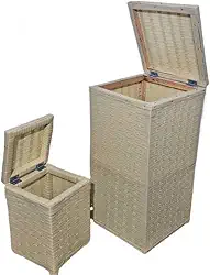 Cesto de roupas sujas mais lixeira de fibra sintética (palha)