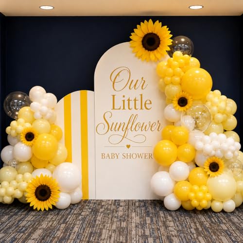 Image of Yellow and White Balloons, 12Inch Pastel Yellow White Gold Confetti Balloons for Bee Lemon Wedding Baby Bridal Shower Sunflower Birthday Party Decorations