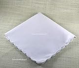 White Handkerchief scalloped edge hem. 100% Cotton, by EmbroiderableLinens Inc