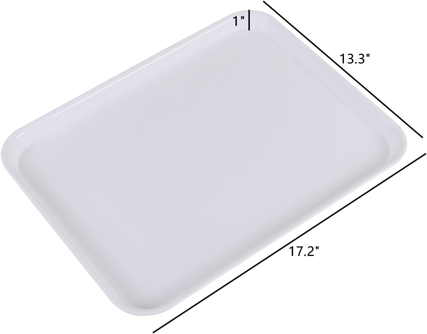 Kiddream 12 Pack Plastic Fast Food Serving Trays, White Cafeteria Food Serving Tray