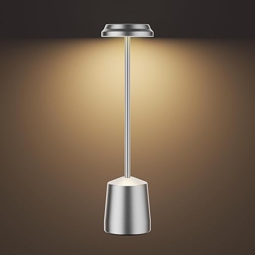 Miniatura 5 de Lámparas de mesa LED inalámbricas, luz de mesa portátil recargable de 5000 mAh, funciona con pilas, control táctil de atenuación continua de 3