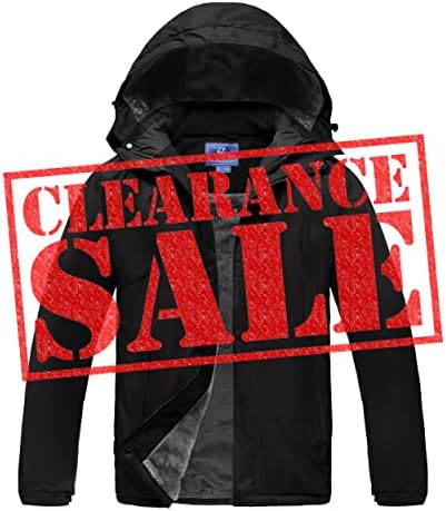 Purltoan Coats for Men Waterproof Insulation Fleece Hooded Jackets Winter Ski Snow Soft Shell Windbreaker Jacket with Multi Pockets Black 3XL