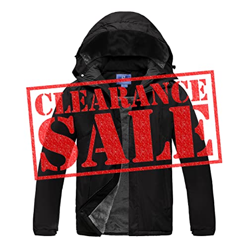 Purltoan Coats For Men Waterproof Insulation Fleece Hooded Jackets Winter Ski Snow Soft Shell Windbreaker Jacket With Multi Pockets Black 3Xl #TOP3