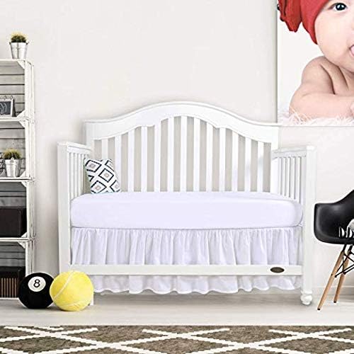 Miniatura 4 de Falda de cama para cuna, con volantes de tamaño estándar, 100 microfibra para cuna, para bebé, niños o niñas, 14 caídas (verde salvia), caída de 28