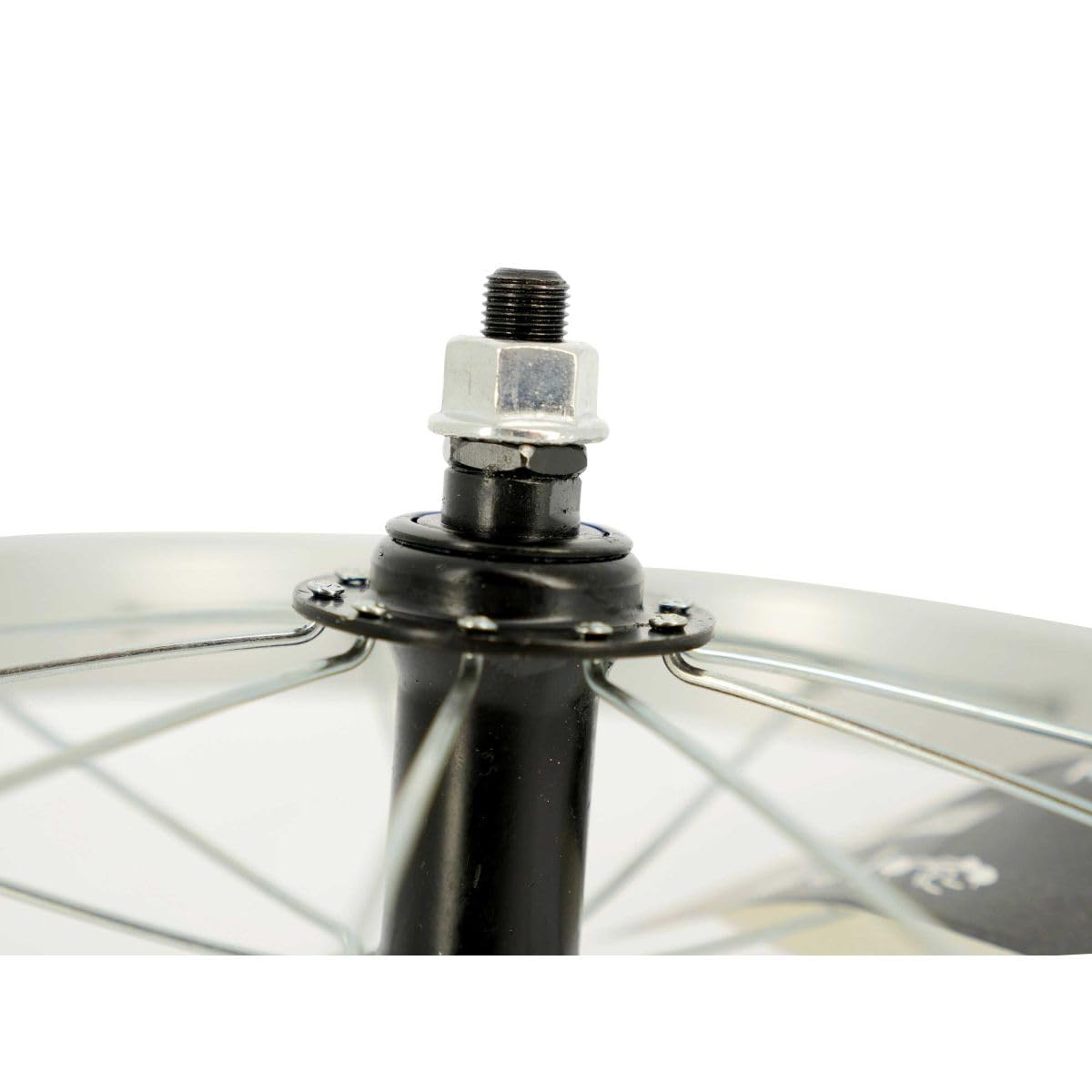 BIKE ORIGINAL - Roue Avant 14" - Jante Alu Simple Paroi 20 Trous Argent - Moyeu Noir à Écrous - Freinage sur Jante - Compatible Pneus 35-65 mm - Vélo Enfant
