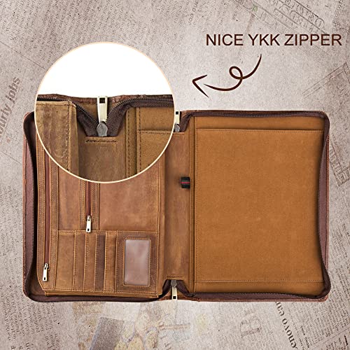 Azxcg Leather Business Portfolio, Business Resume Padfolio, Zippered Folio Folder, Legal Pad Portfolio Case, Professional Organizer For A4 Notebook, Office Gifts For Men, Oil Wax #TOP7