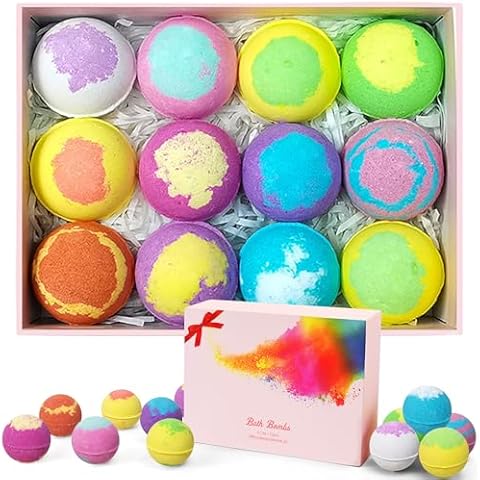Doitory Bath Bombs Gift Set, 12 Pcs Natural Shea Butter & Safe Oil Skin Moisturizing Bath Bomb, SPA Relaxing Gifts with Essential Oil, Ideal Birthday Christmas Gift for Women Cover