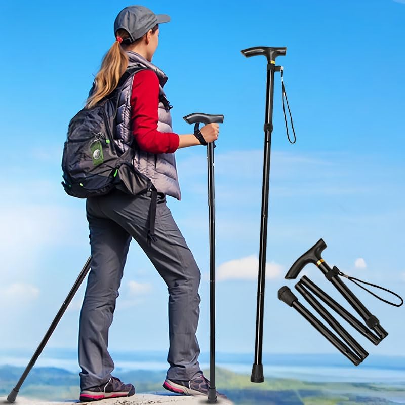 Bastones de senderismo plegables, bastones de senderismo plegables de aleación de aluminio, bastones de senderismo ligeros y ajustables para
