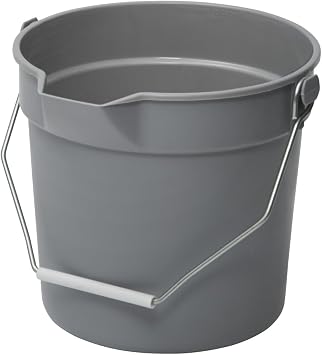 Winco 14 qt Gray Heavy-Duty Plastic Bucket/Utility Pail with Pour Spout