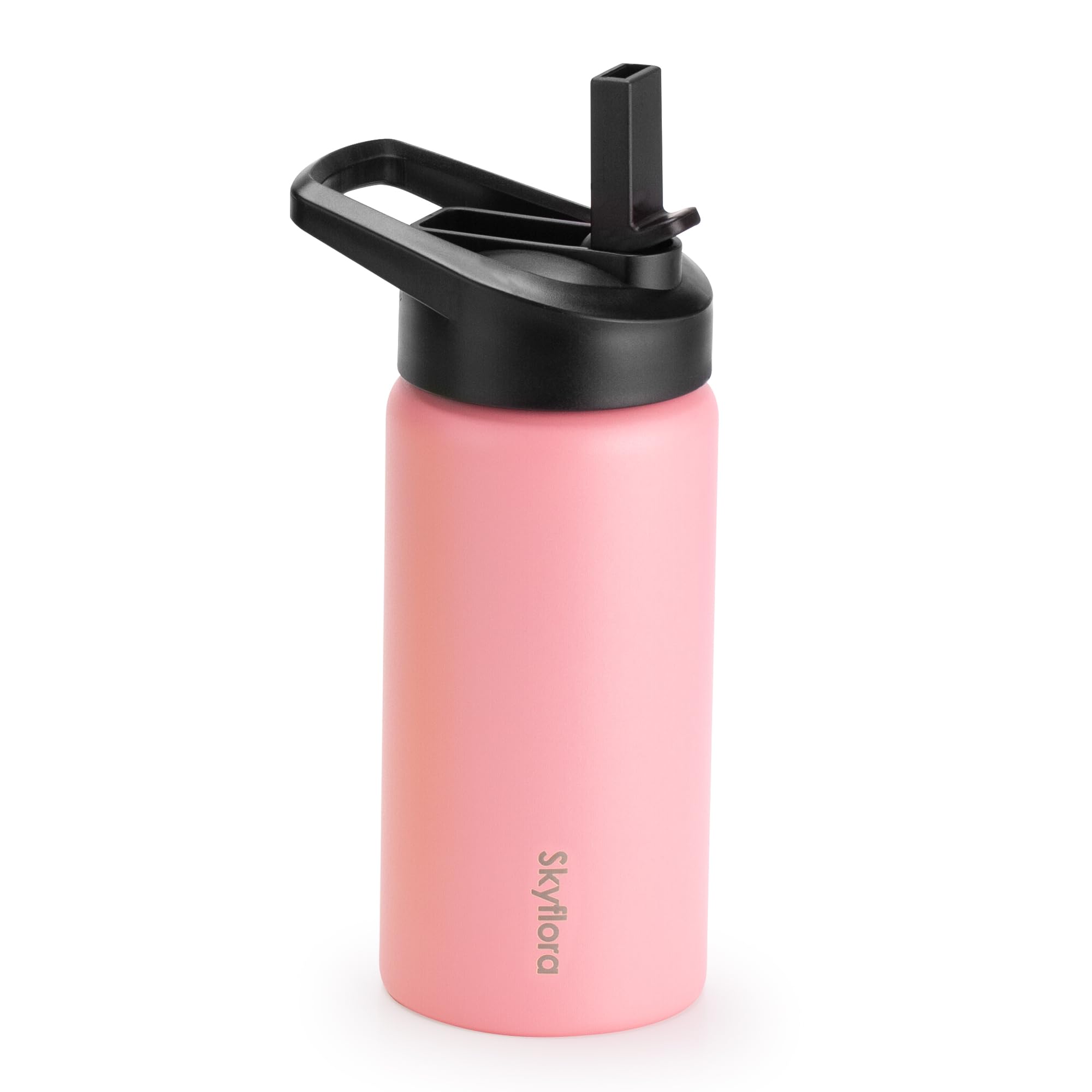 Kids Water Bottle with Straw 16oz Cute Water Bottle Single Wall 18 8 Stainless Steel Dishwasher Safe Leakproof