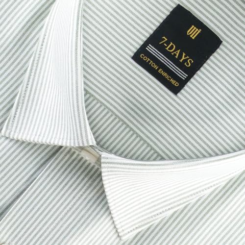 Image of 7-DAYS Men's Premium Striped Formal Shirt - Cotton Rich, Regular Fit, Full Sleeve, with Pocket, Wrinkle Resistant - Stylish Office & Everyday Wear.