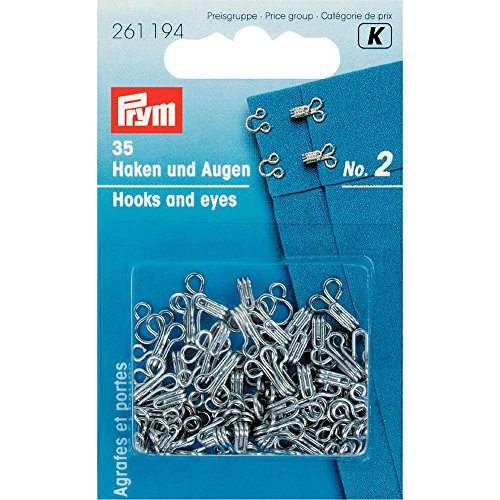Prym - Stainless Steel Silver (Size - 2) Hooks and Eyes - 1 Unit, EIS 2