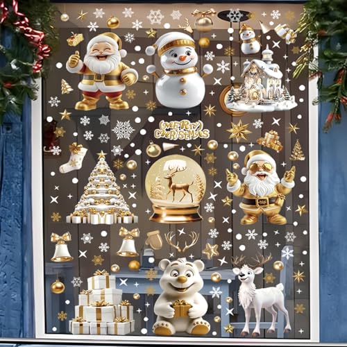 LVZONGXIN 9 Blättern Weihnachten Fensterbilder, Aufnehmbare Fensterdeko...