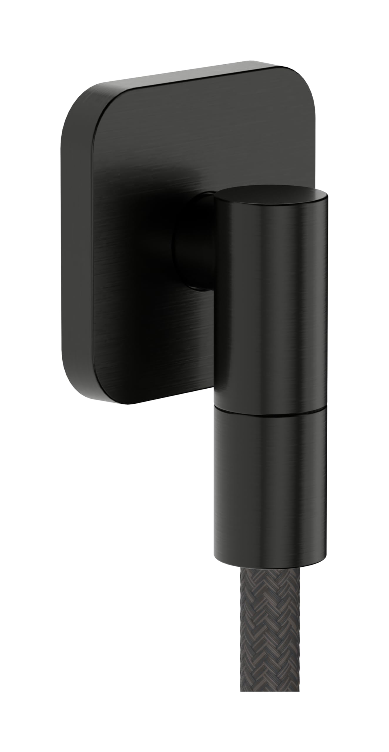 hansgrohe FixFit Fine Q – przyłącze węża prysznicowego, uniwersalne przyłącze ścienne z zaworem zwrotnym, łuk przyłączeniowy do ściany, szczotkowany czarny chrom, 28884340