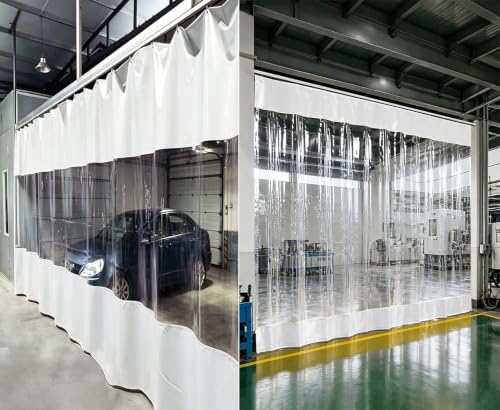 Cortina exterior impermeable de vinilo transparente W2xH3.2m con riel para terraza 3