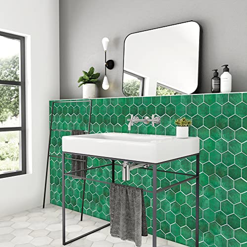 Green Hexagon Peel and Stick Backsplash, Thicker Version Removable Renter Friendly Backsplash Honeycomb Stick on Wall Tiles for Kitchen Bathroom (10 Sheets, 11.8" x 11.1") — view 3