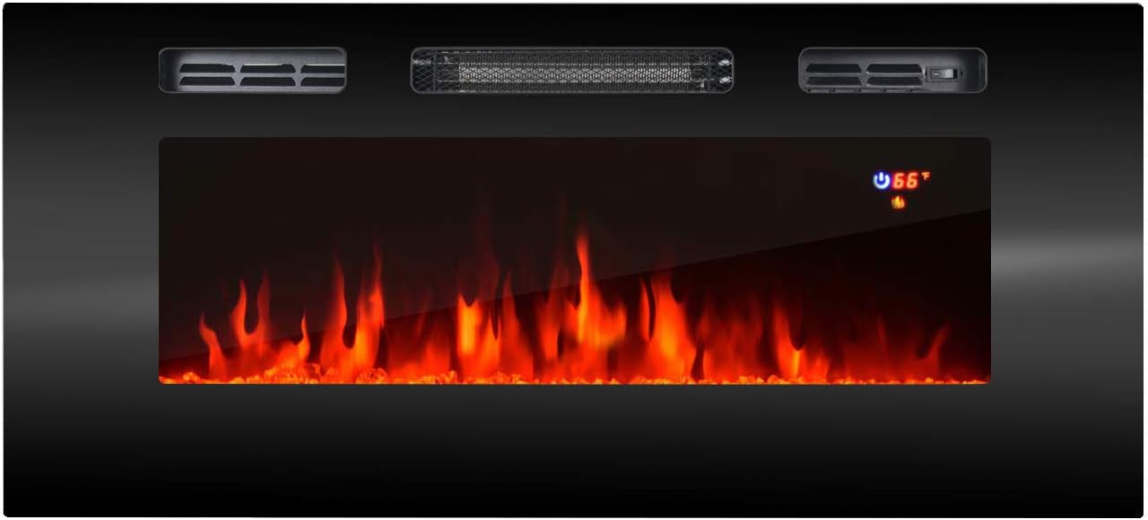 Meble Furniture Boston 01 Electric Fireplace TV Stand — High Gloss Storage Console with LED Lighting — Fits TVs up to 90" — White, 79" W x 15.7" D x 27.5" H