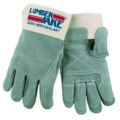 MCR Safety 1735M Lumber Jake Double Leather Palm, Finger and Thumb Full Leather Back Glove, Medium, 1-Pair