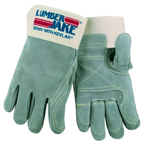MCR Safety 1735M Lumber Jake Double Leather Palm, Finger and Thumb Full Leather Back Glove, Medium, 1-Pair