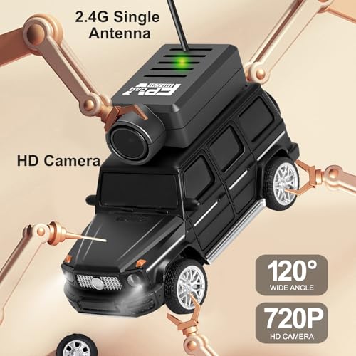 Image of WLtoys Mini RC Car, 1:64 Scale FPV RC Drift Car with 720P HD Camera, 2.4GHz Transmitter, WiFi App Control with Gyro Mini Racing Toys for Teens and Adults (Black)
