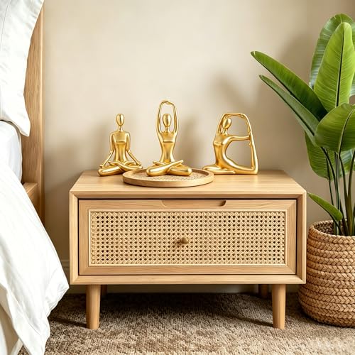 Set de 3 figuras de yoga en resina dorada miniatura 6