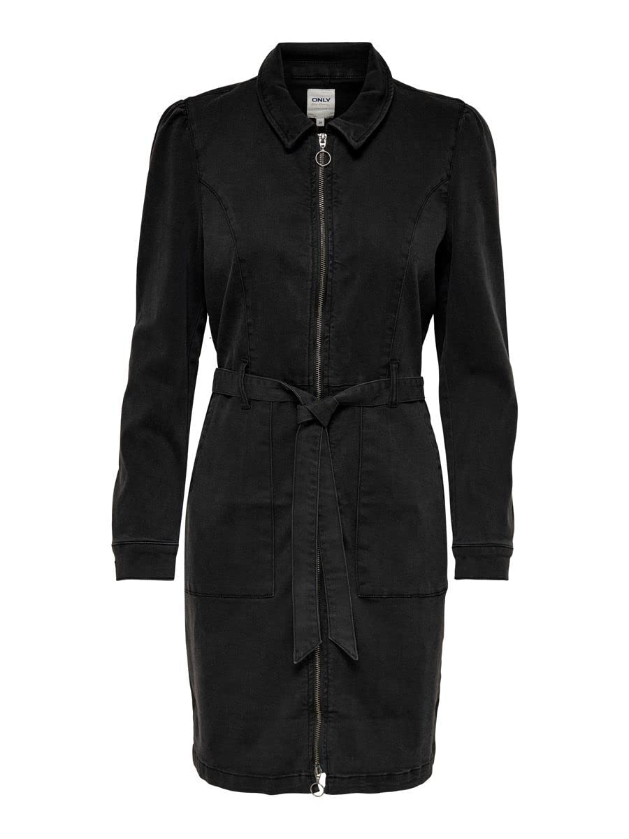 ONLY Women's Onlnew Chigo DNM Dress Noos, Washed Black, 6
