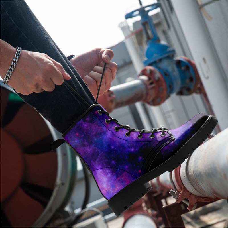 Image of Fashion Ankle Boots For Men Women Floral Mushroom Star Trendy Lace Up Unisex Booties Combat Trendy Street Wear Boots