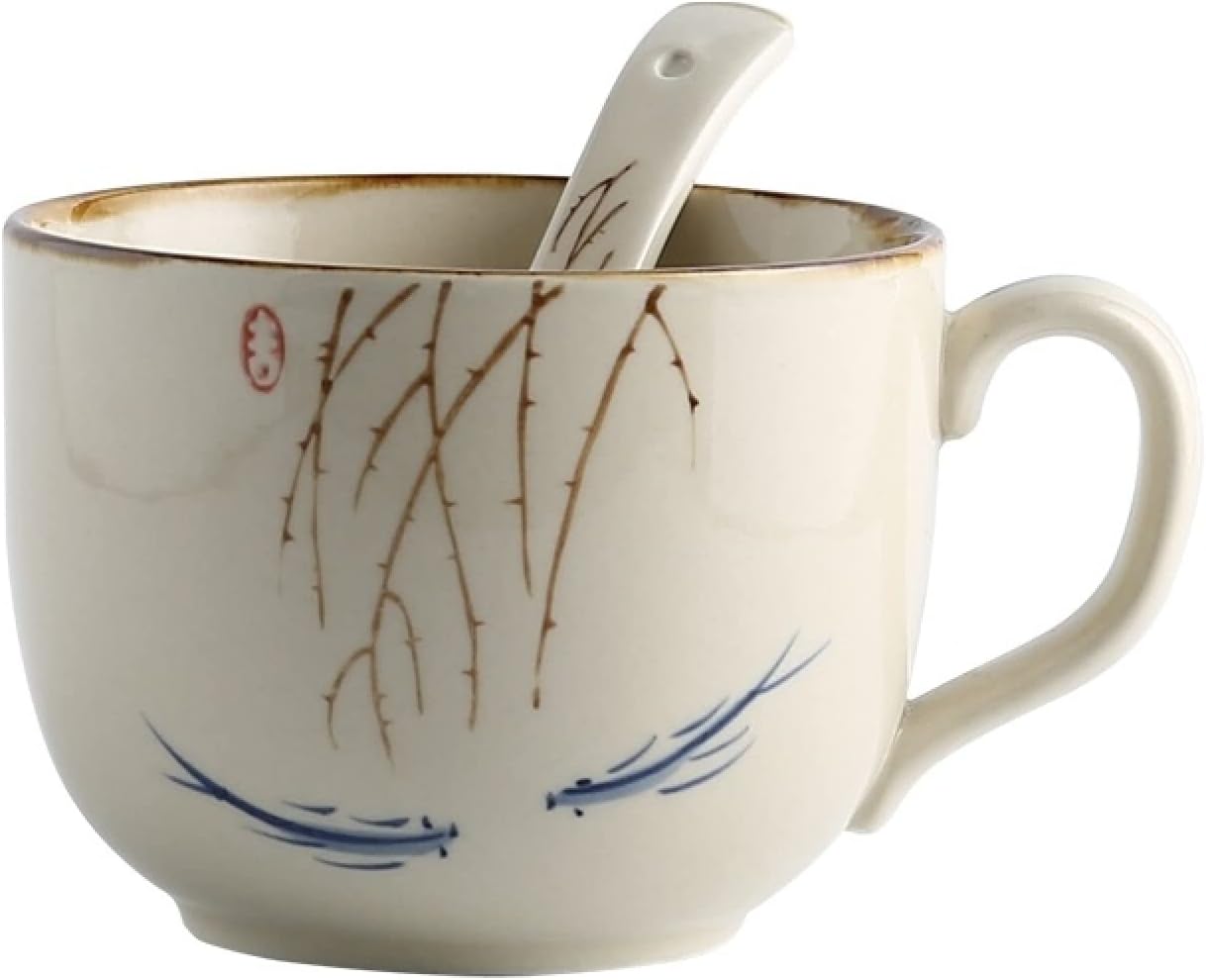 DECRZPB Ceramic Coffee Mug Fish Tea Cup Pottery Coffee Cup Milk Juice Mug Birthday Gift for Office and Home